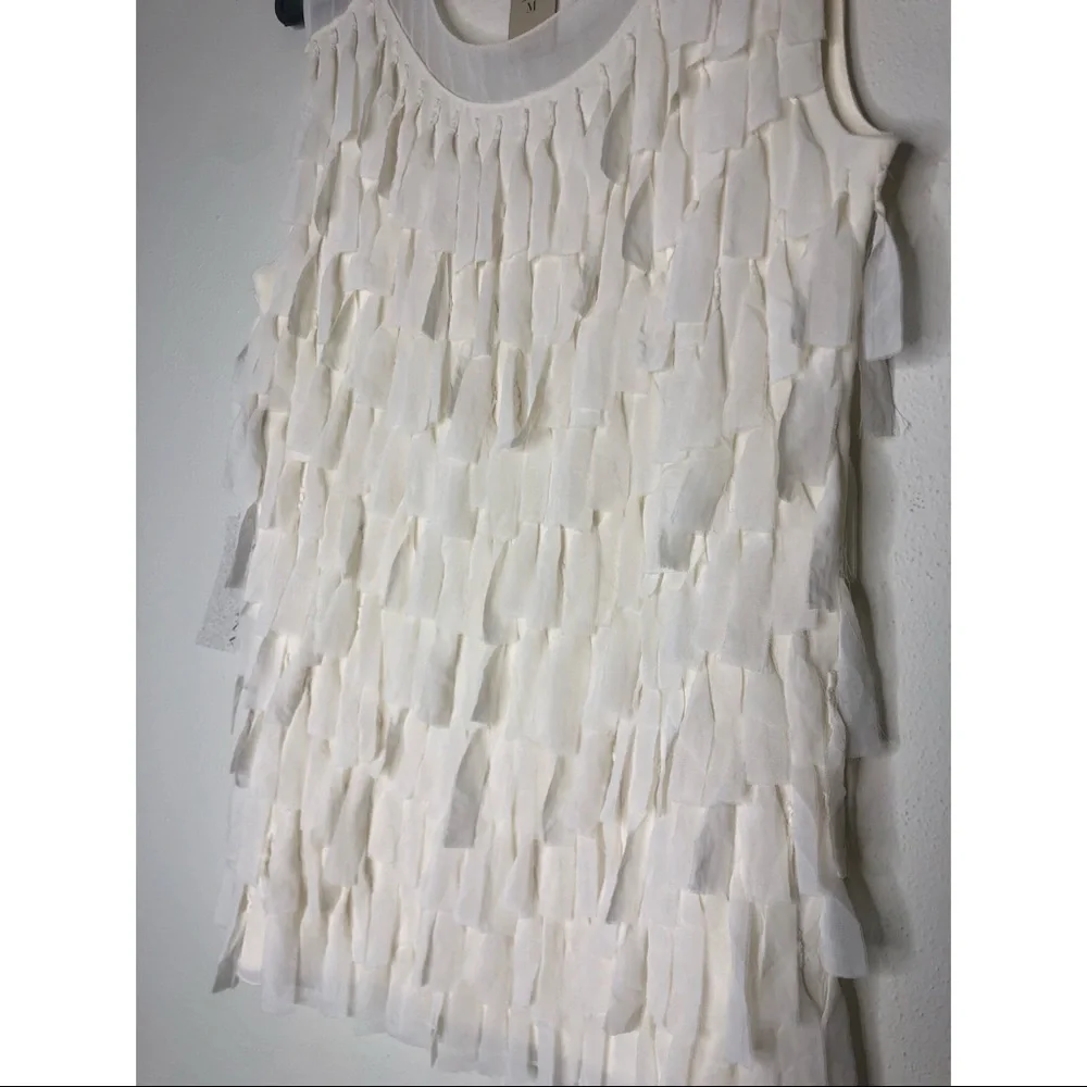 NWT Ann Taylor Cream Fringe Top - Picture 3 of 8